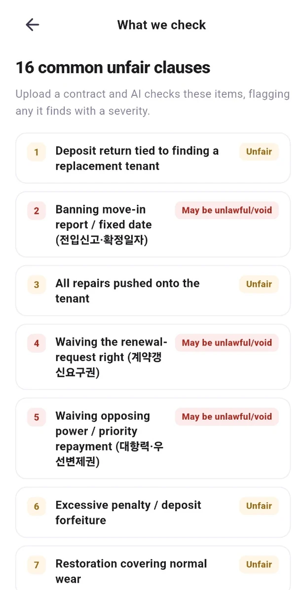 The 16 clauses JiiBE checks